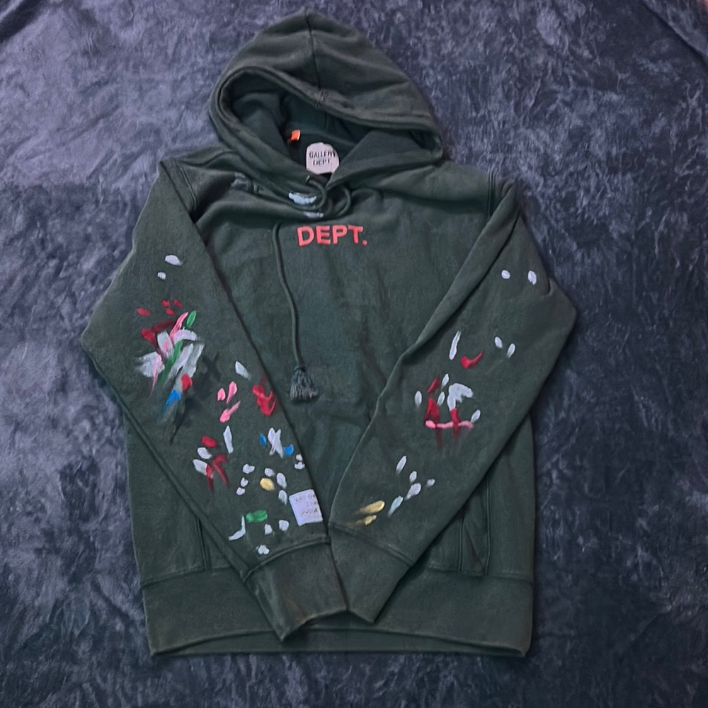 Gallery Dept Green Paint Splatter Hoodie